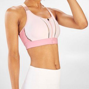 Fabletics Zoe High Impact Sports Bra [White/Pink]